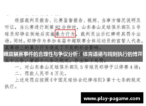 魏震禁赛事件的合理性与争议分析：体育道德与规则执行的博弈
